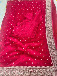 (Dark Rani Red: रेशम-सिल् साड़ी