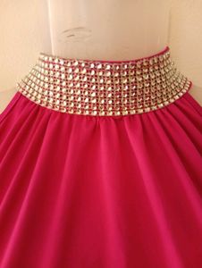 Hot pink Diamond Studded Neck Party Dress