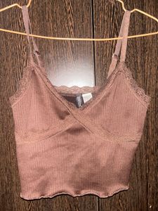 H&M Divided Brown Lace Trim Cami