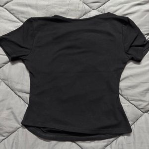 Black cowl neck tee