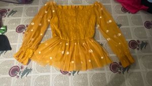 Yellow Sunflower Dot Top