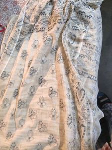 Black and Off-white , Printed Stole/Dupatta