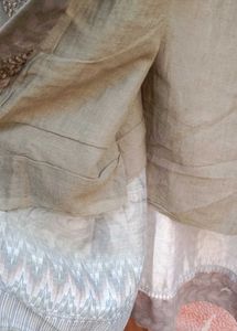 Elegant Grey Printed Kurta with patchwork