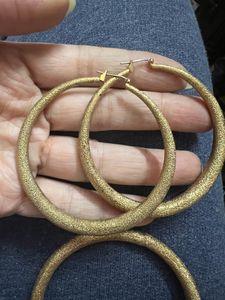 Vintage Brushed Gold Hoops And Bangle Set