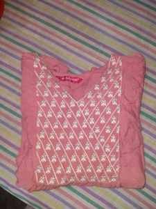 Pink puff sleeve short kurti
