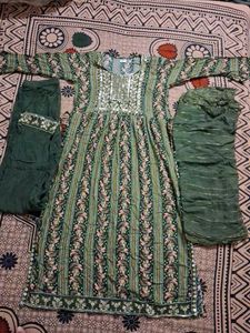 Green Embroidered Anarkali Suit Set