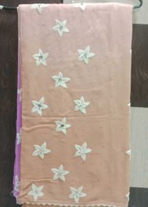 Pink Floral Cotton Saree with Blouse