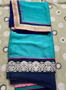 Elegant Blue &amp; Turquoise Saree