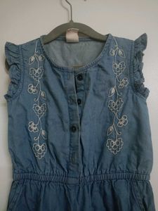 Denim Embroidered Jumpsuit