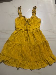 Mustard Tiered Mini Dress