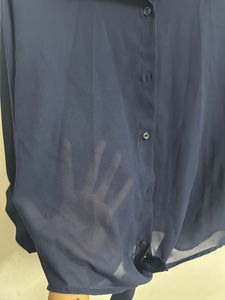Navy Blue Sheer Blouse