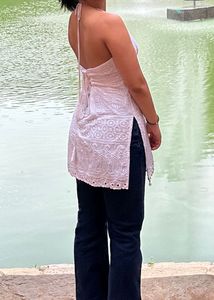 white backless kurti