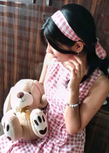 Girls Pink Checkered Dress