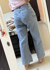Wide Leg Denim Jeans - Light Wash