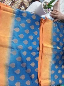 Elegant Blue &amp; Gold Saree