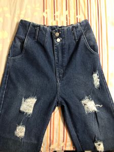 Mom Blue Jeans Fits Upto Waist 30 inches