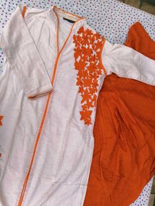 white and orange suit set