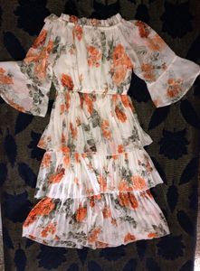White Floral Dress | Off Shoulder |