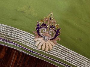 Green Festive Saree-Intricate Designed With Blouse