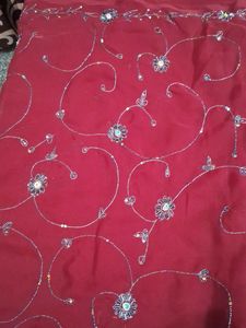 Maroon saree with  blouse
