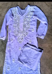 Chikankari Mirror Work Kurti