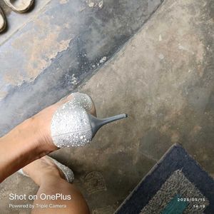Elegant Silver Embellished Heels