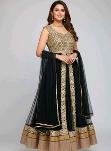 Elegant Black & Gold Anarkali Gown