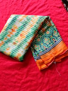 Striped Sari with Floral Border