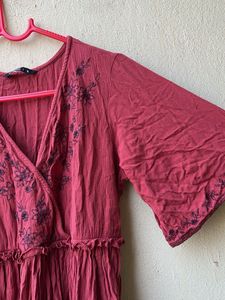 Bohemian embroidery flared maxi dress