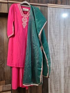 Rani Color Kurta and Pallazo Set