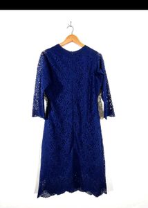Athena Elegant Navy Lace Midi Dress