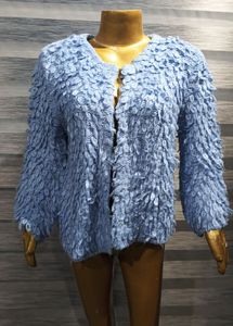 Blue Fuzzy Knit Cardigan