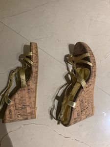 Golden Beige Wedges