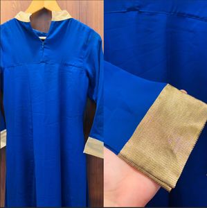 Blue &amp; Gold Detail Occasion Dress