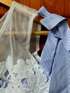 BARE DENIM Top With Lace|Net