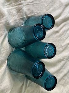 Blue Textured Drinking Glasses set of 5