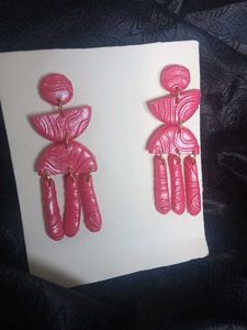Statement Red Polymer Clay Earrings