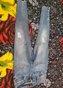Blue Skinny Distressed Women Jeans