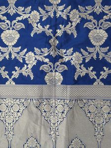 Blue &amp; Gold Floral Banarsi Dupatta