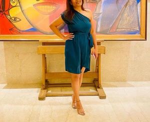 satin Teal One-Shoulder Dress