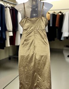 Padded Pinterest Satin Cowl Neck Midi Dress