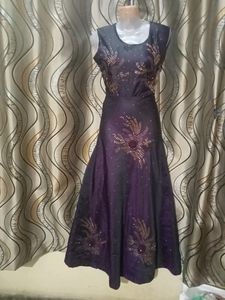 Purple Silk Ethnic Gown