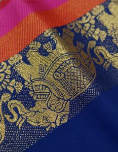 Elegant Blue Saree with Gold Border