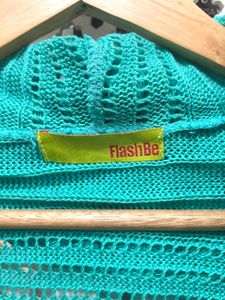 Stylish Torquise Hue Knitted Shrug By Flash Be C