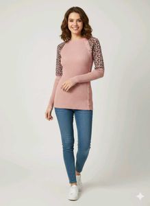 Stylish Pink Ribbed Top for winter