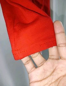 Red Bateu Neck 3/4th Sleeve Top