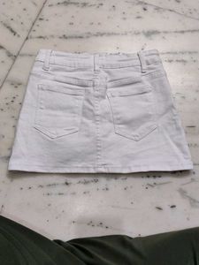 White Denim Mini Skirt