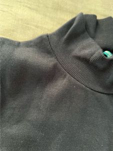 Cute Navy Blue Turtleneck Top