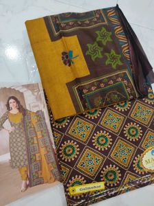 Elegant Mustard &amp; Olive Green Salwar Material