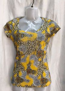 Yellow Printed Casual Top